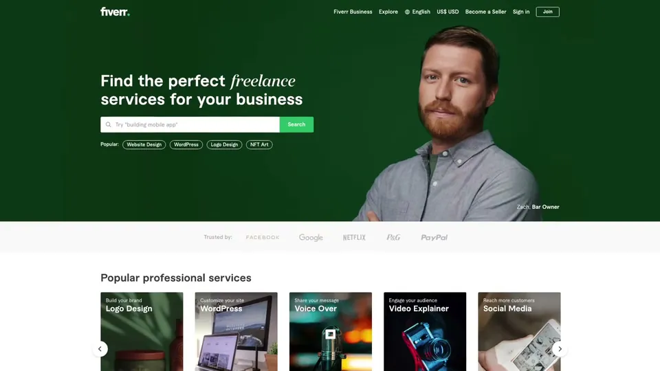 UpFlip for Fiverr, a still from the sponsored video on freelance hiring